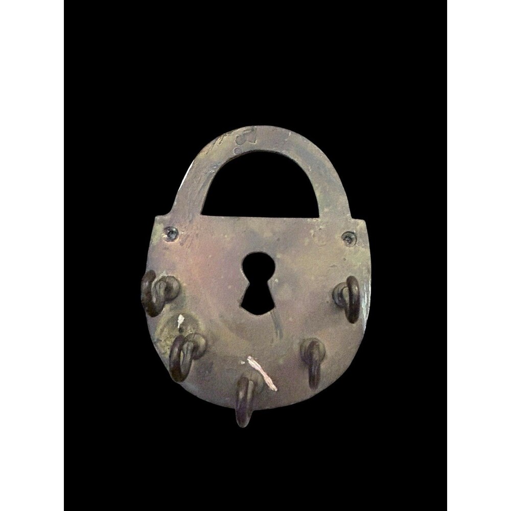 Vtg Brass Padlock Key Hole Design Key Holder With 5 Hooks Andrea By Sadek